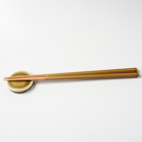 【H011kz】Heuge Chopsticks set kizeto（箸＋箸置きセット 黄瀬戸）