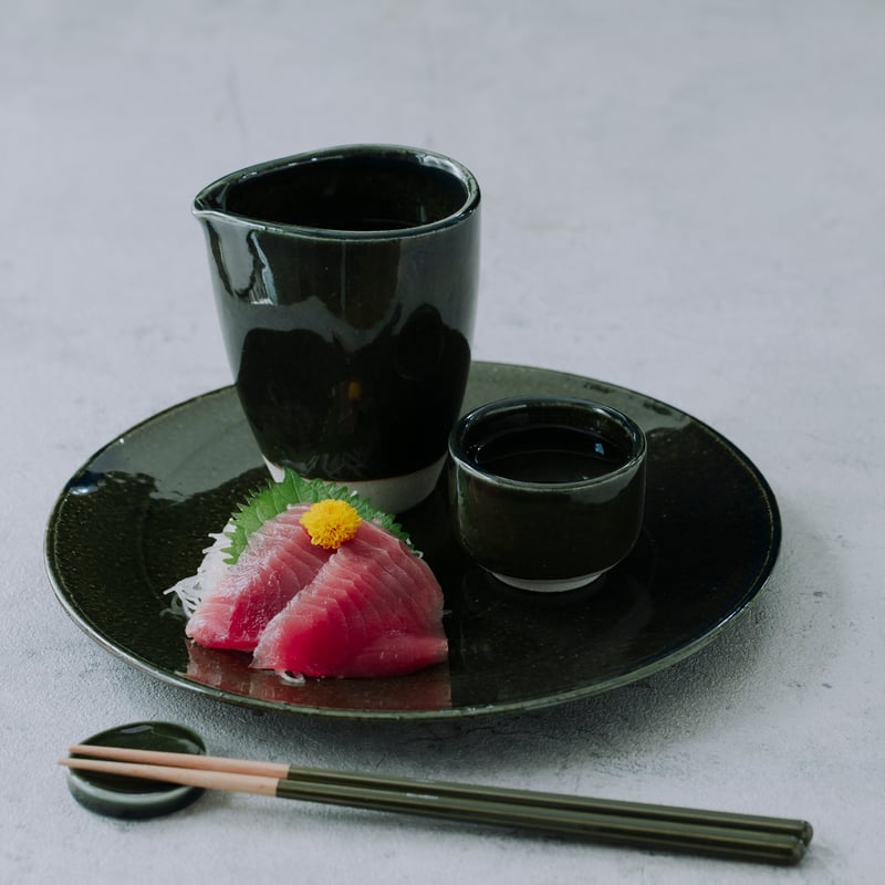 H010ob】Heüge Sake Cups set 2 oribe（ぐい呑み2個セット 織