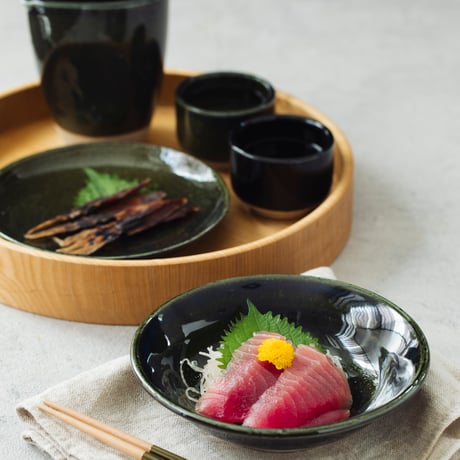 【H010sg】Heuge Sake Cups set 2 setoguro（ぐい呑み2個セット 瀬戸黒）