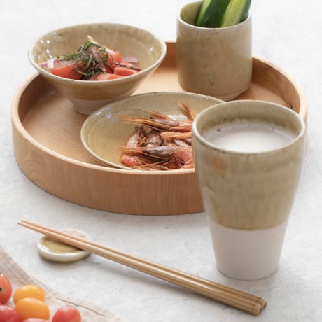 【H011kz】Heuge Chopsticks set kizeto（箸＋箸置きセット 黄瀬戸）