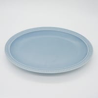 生産終了商品のため在庫限り【M017bg】パンとごはんと...　リムドット　オーバルプレート L blue-gray