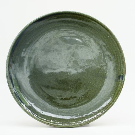 【H006ob】Heuge PLATE L oribe（八寸平皿 織部）