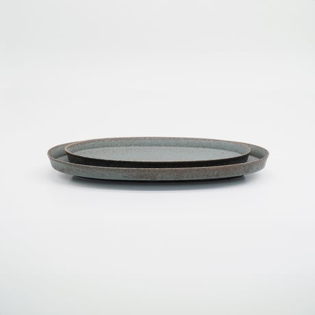 【M068gy】パンとごはんと... 盛りやすい器 - 長皿 -  OVAL PLATE L グレー
