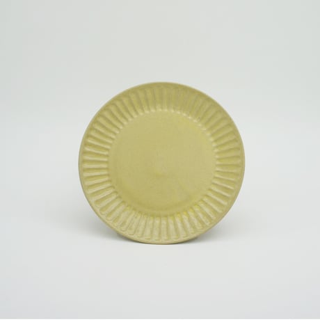 【M042yl】パンとごはんと... ひらひらの器 ROUND PLATE S イエロー