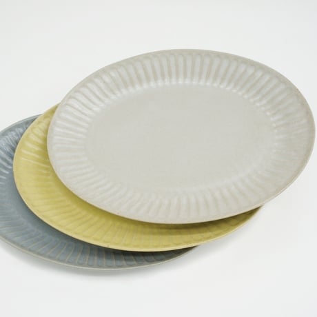 【M039yl】パンとごはんと... ひらひらの器 OVAL PLATE M イエロー