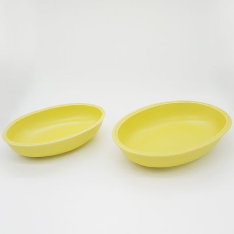 生産終了商品のため在庫限り【M027yl】パンとごはんと...　リムドット　オーバルボウル S yellow