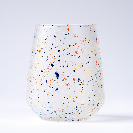 【CA002wo】CHIPS glass. -SPLASH- WHITE-ORANGE