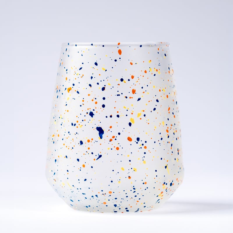 CA002wo】CHIPS glass. -SPLASH- WHITE-ORANGE | C