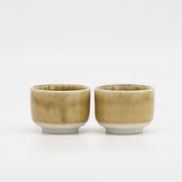 【H010kz】Heuge Sake Cups set 2 kizeto（ぐい呑み2個セット 黄瀬戸）