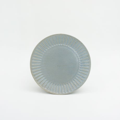 【M042bl】パンとごはんと... ひらひらの器 ROUND PLATE S ブルー