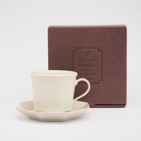 【AP012wh】Ancient Pottery Octagonal CUP & SAUCER white