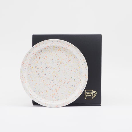 【CR002wo】CHIPS plate. -S-  SPLASH white-orange