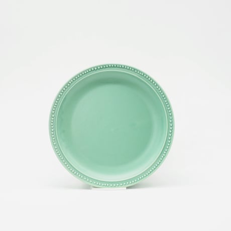【完売】【M048gr】パンとごはんと...　リムドット ラウンドプレート S green