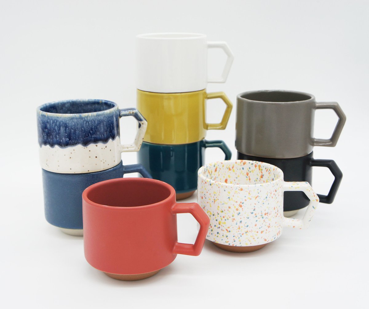 木製カップ CS006】CHIPS stack mug. PREMIUM white-navy drop