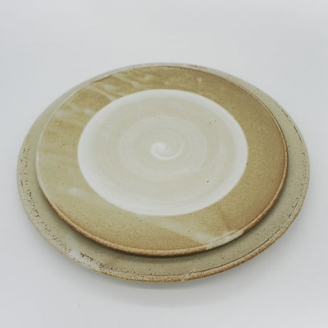 【M003gy】パンとごはんと...  まるい縁取りの陶器 PLATE L gray