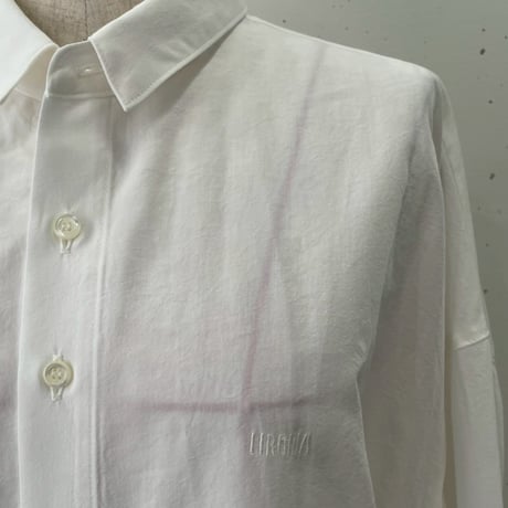 コットンキュプラ刺繍入りビックシャツ/BL-2025WHT