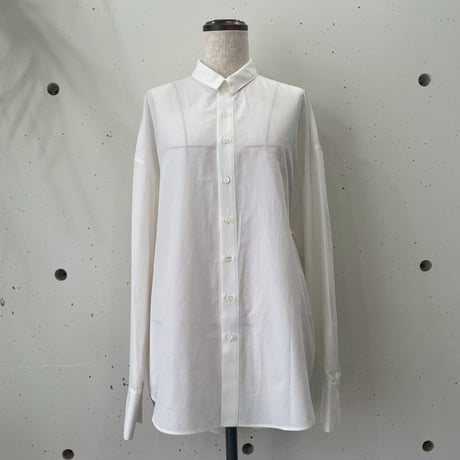コットンキュプラ刺繍入りビックシャツ/BL-2025WHT