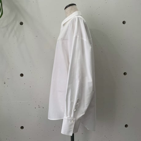 コットンキュプラ刺繍入りビックシャツ/BL-2025WHT