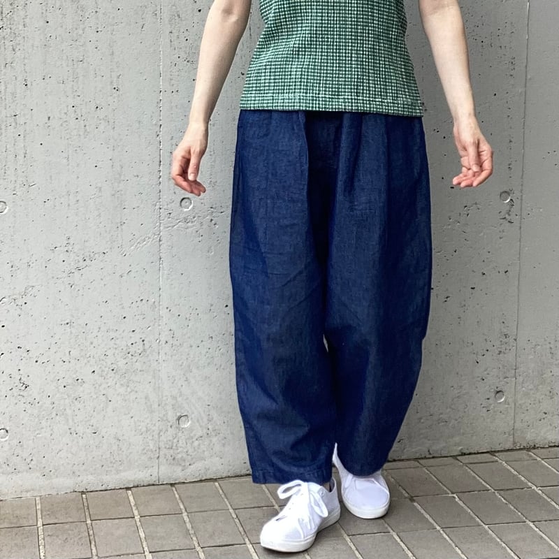 新品 TRAVAIL MANUEL コットンリネン デニムバームパンツ イージー TRAVAIL MANUEL トラヴァイユマニュアル｜コットンリネンデニム