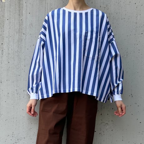 universal tissu／ユニヴァーサルティシュ　ワイドストライプ　クロップドRIB－SHIRT