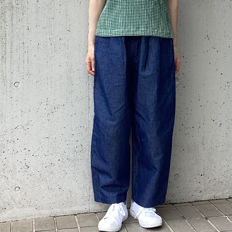 新品 TRAVAIL MANUEL コットンリネン デニムバームパンツ イージー TRAVAIL MANUEL｜コットン リネン デニム バーム パンツ 5048-nk