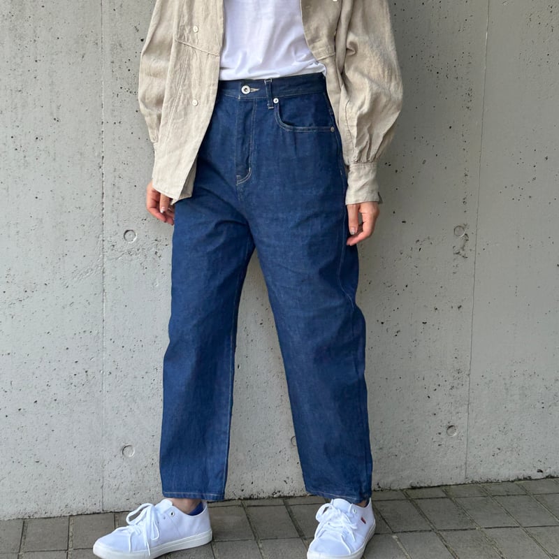 新品タグ付　yuni コットン/リネン デニム テーパードパンツ yuni／ユニ 11ozデニム テーパードパンツ | Nine Two