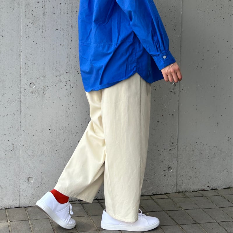 yuni／ユニ 20/2強撚ツイル バックゴム ワイドパンツ | Nine Two