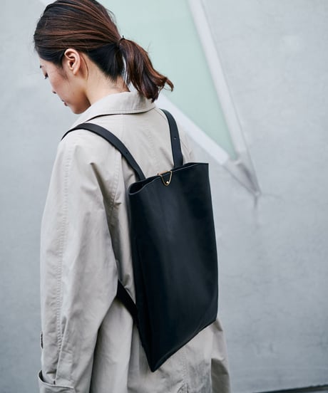 Leather clip backpack tote