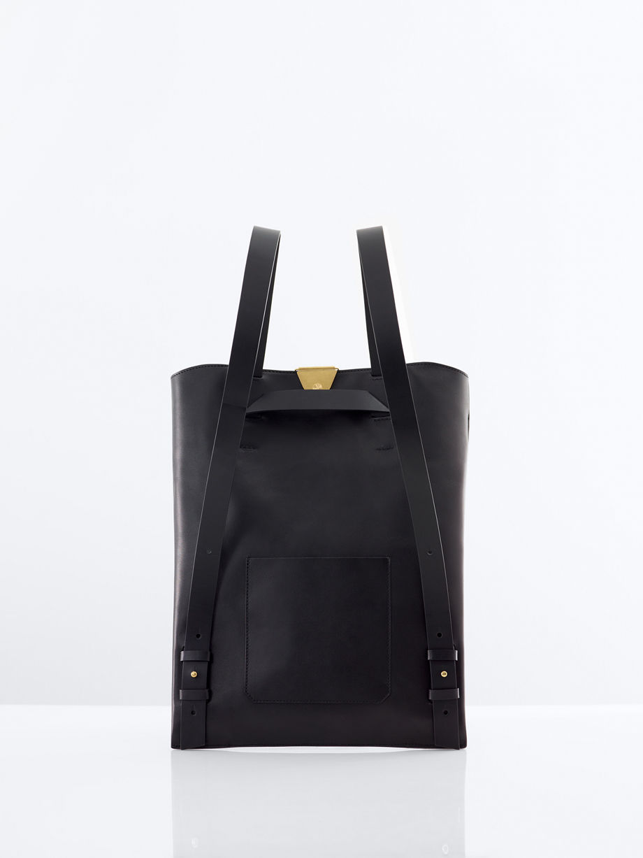 Leather clip backpack tote | ke shi ki