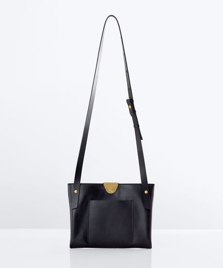 Leather clip compact shoulder bag