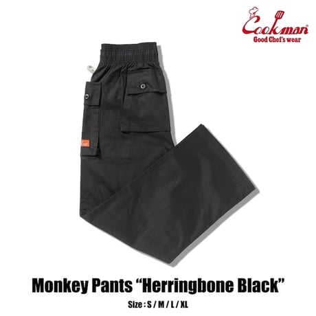Cookman Monkey Pants Herringbone (Black)｜クックマン モンキーパンツ ヘリンボーン（ブラック）