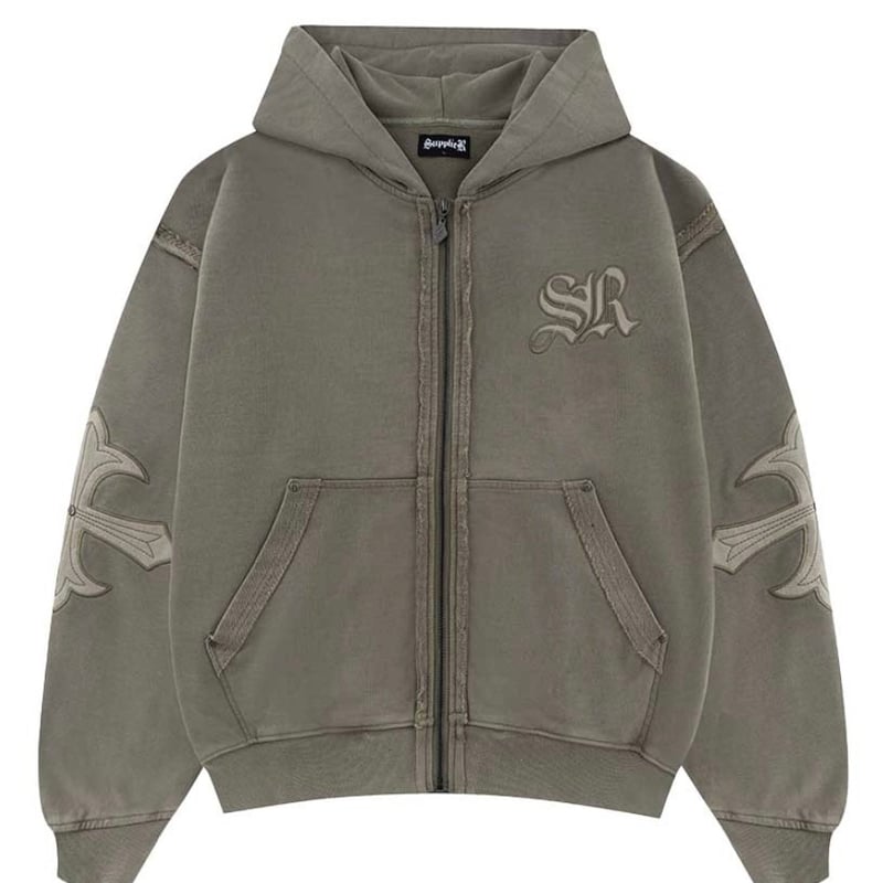 SUPPLIER Fleur Leather Patch Zip Hoodie V2 (BEI