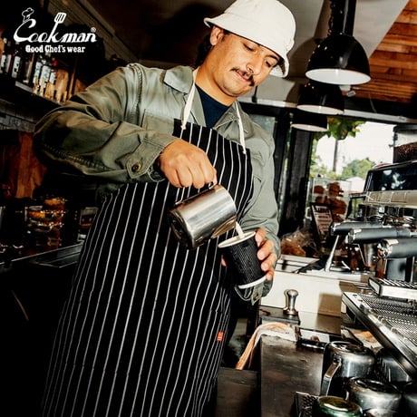 Cookman Long Apron Stripe (Black)｜クックマン ロングエプロン ストライプ（ブラック）