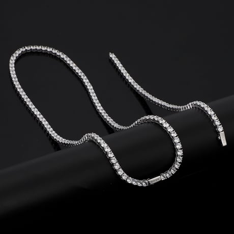 $ole Only CZ Diamond 4mm Tennis Chain Necklace (Silver)｜ソールオンリー CZ ダイヤモンド 4mm テニスチェーン ネックレス（シルバー）