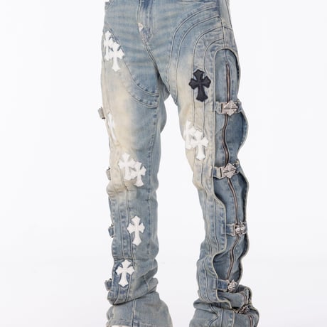 GUAPI Vintage Blue Cross Buckle Denim (Vintage Blue) | グアピ ヴィンテージブルー クロスバックル デニム（ヴィンテージブルー）