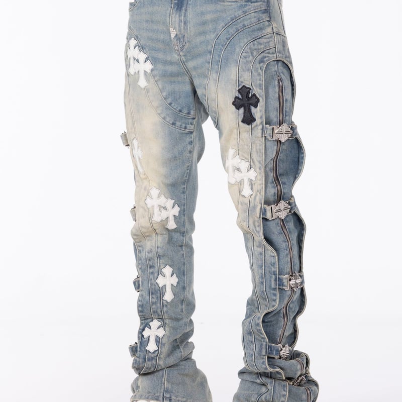 GUAPI Vintage Blue Cross Buckle Denim (Vintage