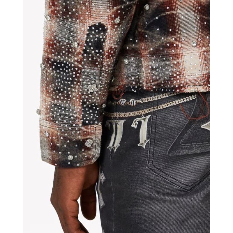 GUAPIチェックラインストーンフランネルシャツ GUAPI / RHINESTONE FLANNEL | HOLICK