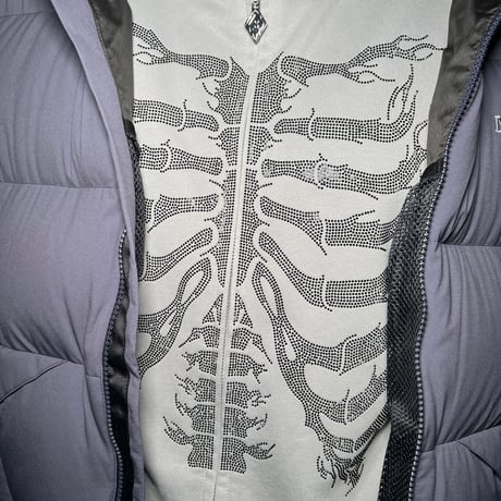 SUPPLIER Fire Skeleton Rhinestone Zip Hoodie (GRAY)｜サプライヤー ファイヤー スケルトン ラインストーン ジップフーディー（グレー）