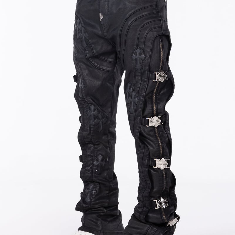 GUAPI All Black Cross Buckle Denim (ALL Black)