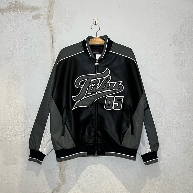 FUBU FAUX LEATHER RACING JACKET [FAM-51303-BK-BLACK] XLサイズ FUBU