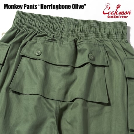 Cookman Monkey Pants Herringbone (Olive)｜クックマン モンキーパンツ ヘリンボーン（オリーブ）