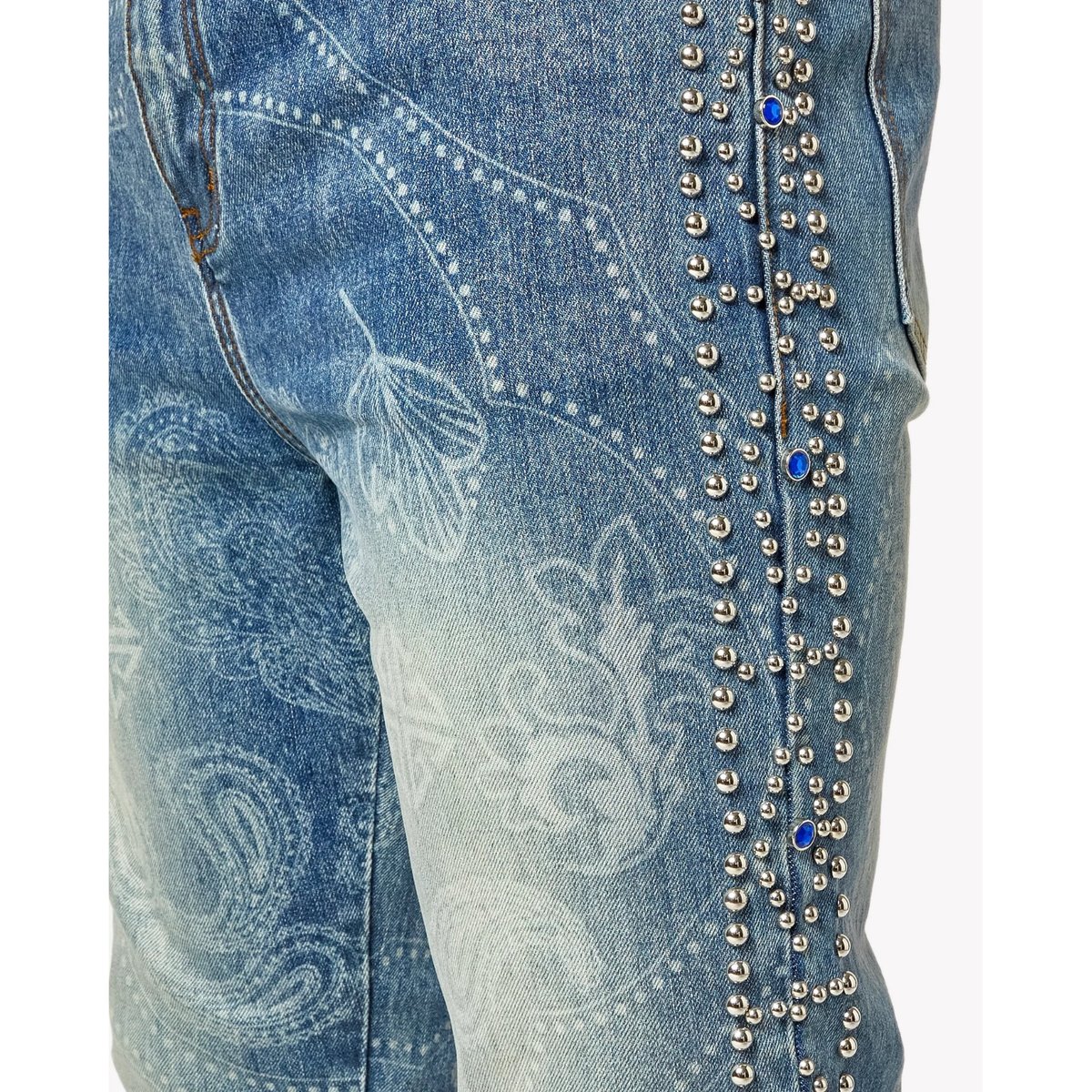 GUAPI Aqua Blue Rivets Stacked Denim (Blue) | グ