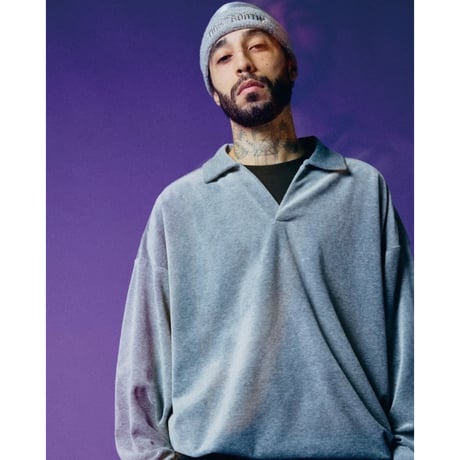 TIGHTBOOTH SKIPPER VELOUR L/S SHIRT (Gray)｜タイトブース スキッパー ベロア ロングスリーブ シャツ (グレー)
