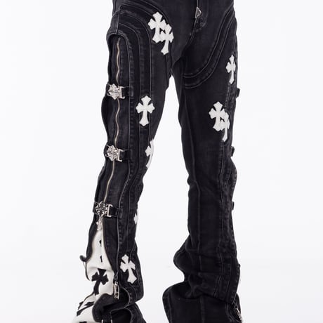GUAPI Obsidian Black Cross Buckle Denim (Black) | グアピ オブシディアンブラック クロスバックル デニム（ブラック）