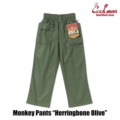 Cookman Monkey Pants Herringbone (Olive)｜クックマン モンキーパンツ ヘリンボーン（オリーブ）