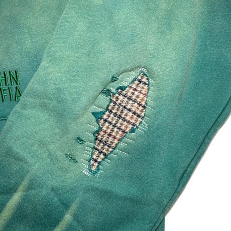 JOHN SOFIA DAMAGEREPAIR FULL-ZIP HOODIE (GREEN)｜ジョンソフィア ダメージリペア フルジップ フーディー（グリーン）