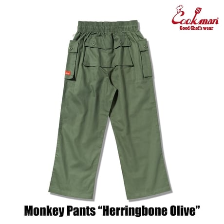 Cookman Monkey Pants Herringbone (Olive)｜クックマン モンキーパンツ ヘリンボーン（オリーブ）