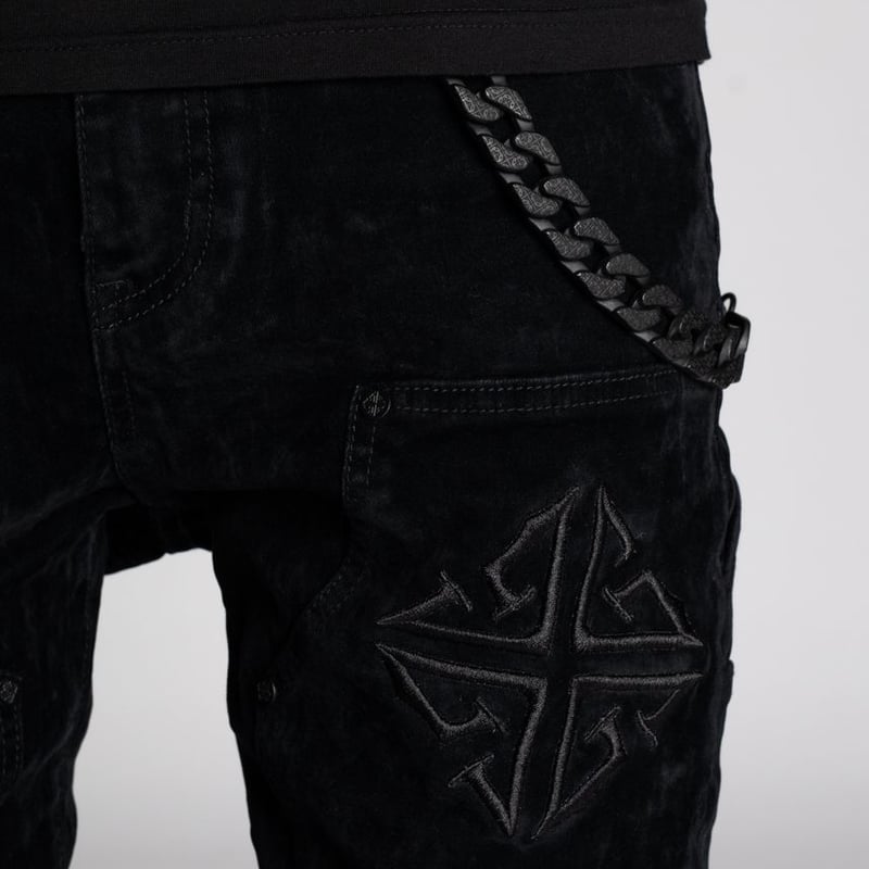 GUAPI All Black Velour Denim (Black) | Attack S