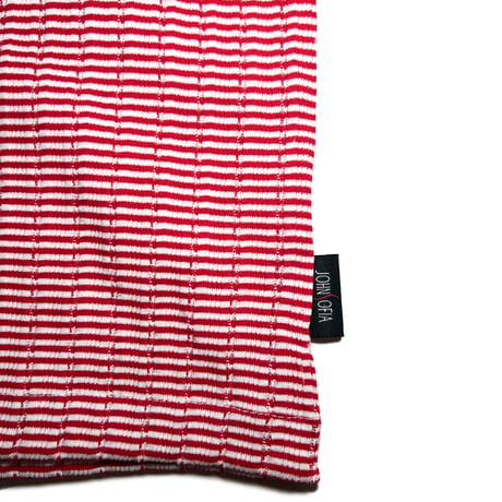 JOHN SOFIA Texture Border Linger Longsleeve Tee (Red) | ジョン ソフィア テクスチャー ボーダー リンガー ロングスリーブ ティー（レッド）