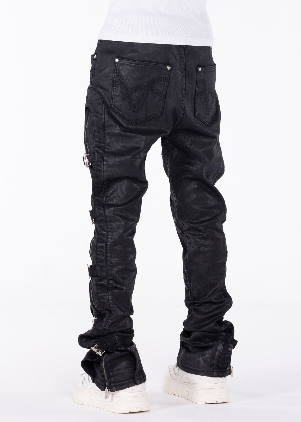 GUAPI All Black Cross Buckle Denim (ALL Black)